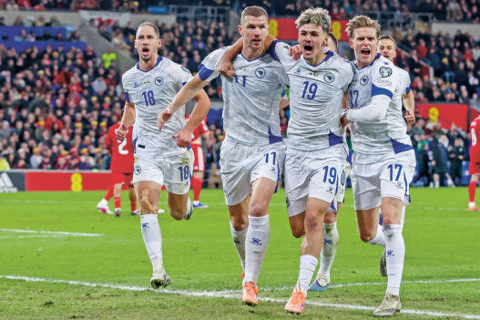 Edin Džeko nach seinem Tor im Semifinale der WM-Qualifikation gegen Wales